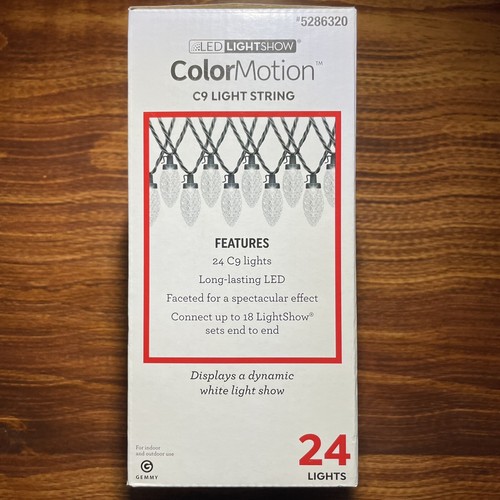 Color Motion White LED Christmas Lights 24 Count C9 Lightshow 23’ NEW - Picture 2 of 3