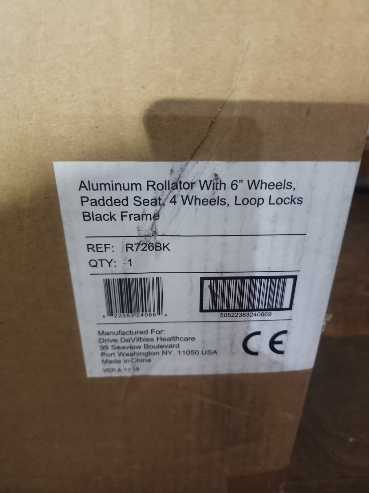 Drive Medical R726BK Walker Rollator with 6" Wheels, Fold Up Removable