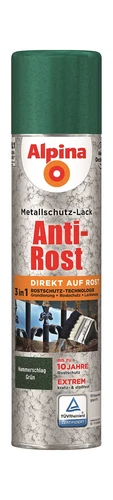 Alpina Metallschutzlack Anti-Rost Hammerschlag Grün 400ml Sprühdose matt