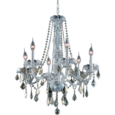 Chandelier 6 Light Fixture Golden Teak French Pendant Crystal Dining Room 24''