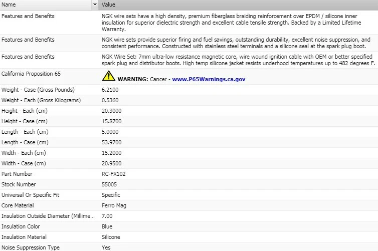 Juego de cables de encendido OEM NGK para Toyota Tercel L4-2,5L 1990 Foto 3 de 4