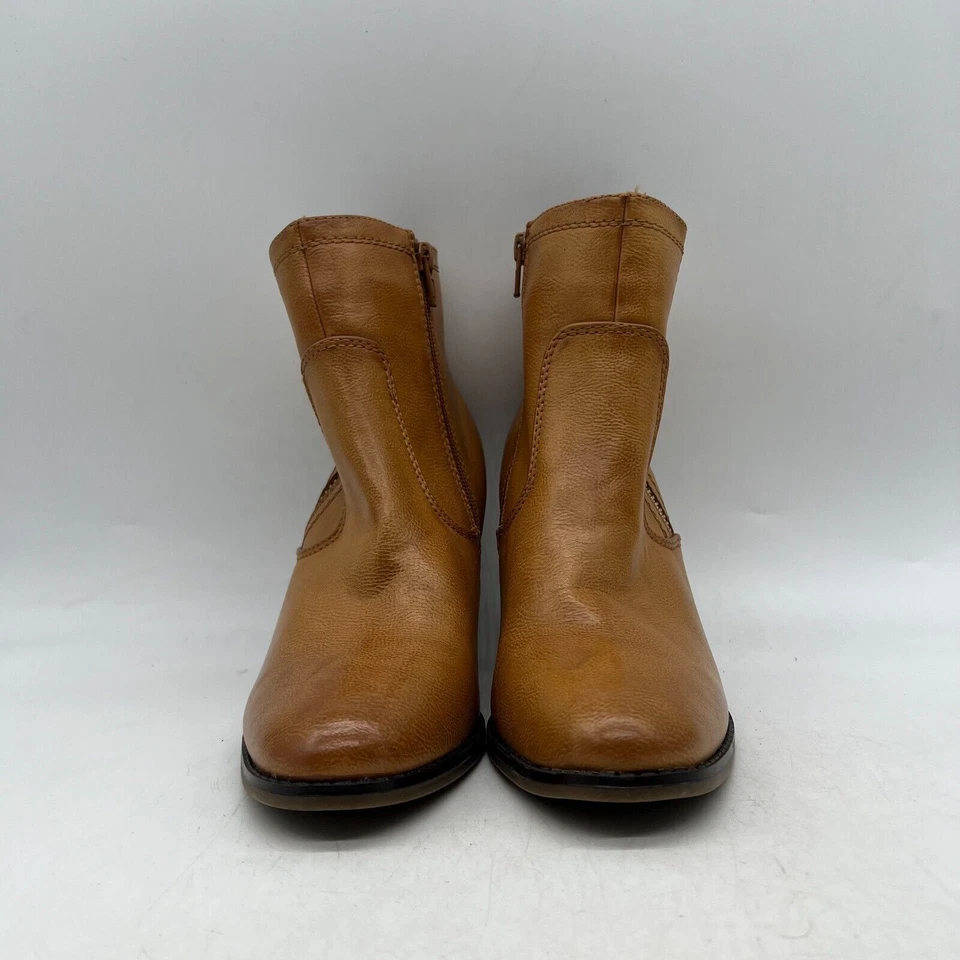 Botines de mujer APT.9 de cuero marrón con cremallera lateral tacón bloque talla 9 M Foto 3 de 4