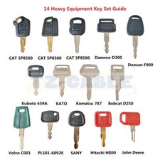 14pc Heavy Equipment Key Set Construction Ignition Keys For CAT Volvo JD kubota