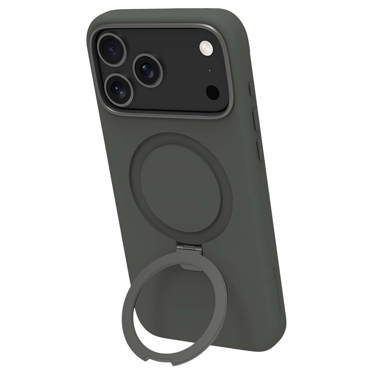 Coque iPhone 17 Pro Max avec béquille anneau rotatif et support silicone noir antichoc
