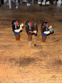 3x LEGO Pirates Caribbean Minifigure Captain Jack Sparrow Dark Brown And Blue