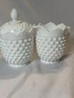 Vintage Hobnail White Milk Glass Cream And Sugar