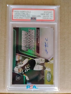 2022 Panini Certified Ptntl Sig Mirror Green Maxx Crosby /5 PSA10 Auto 10 Pop 1!