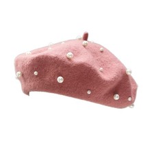 Women Beret Pearl Elegant Sweet Artist French Style Beret Beanie Cap Winter