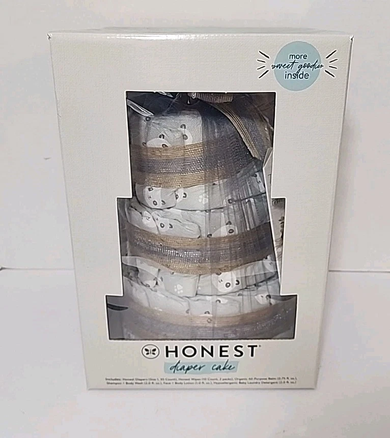 NEW The Honest Company Diaper Cake, Pandas, Size 1 (8-14 lbs), 35 Count