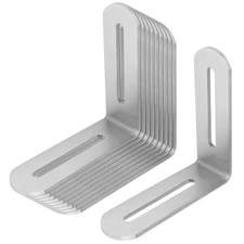 10 Pcs 3-1/8" x 3-1/8" x 15/16" Adjustable L Corner Brace, Stainless Steel Sl...
