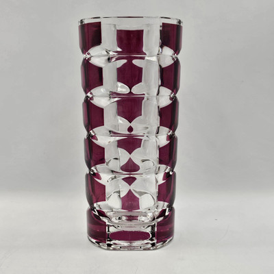 VTG  70 s Luminarc JG Durand Windsor Ruby Red Triangular Art Glass Vase France