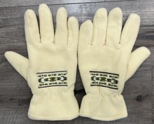 Beige Fleece Gloves Women  s Small/Medium Thick Material With Embroidered Design