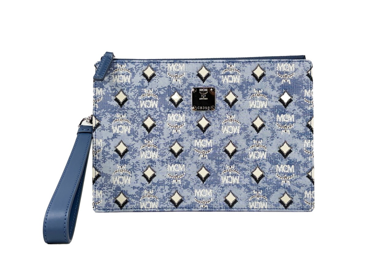 MCM Aren Flat Pouch Denim Crossbody Bag | eBay