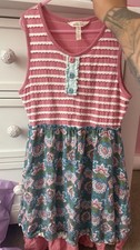 Matilda Jane Girls 12 Fit  Flare Sleeveless V-Neck Striped Floral Dress