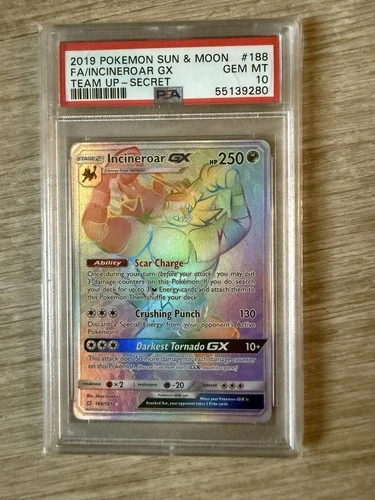 2019 Pokemon Sun & Moon Team Up Incineroar GX Full Art #188 PSA 10 Gem Mint