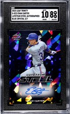 2023 Leaf Trinity Evan Carter #S-EC2 Lutetium Steel Blue Crystal SGC 8 Auto 10