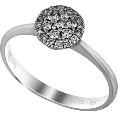 ESTATE .25CT DIAMOND 18KT WHITE GOLD 3D CLASSIC FLOWER HALO FUN LOVE RING