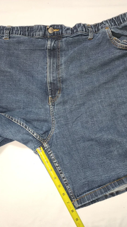 Pantalones Cortos Bermudas de Jean Azul Denim Cintura Cómoda Continua HB Hombres Grandes y Altos 52 Foto 4 de 4