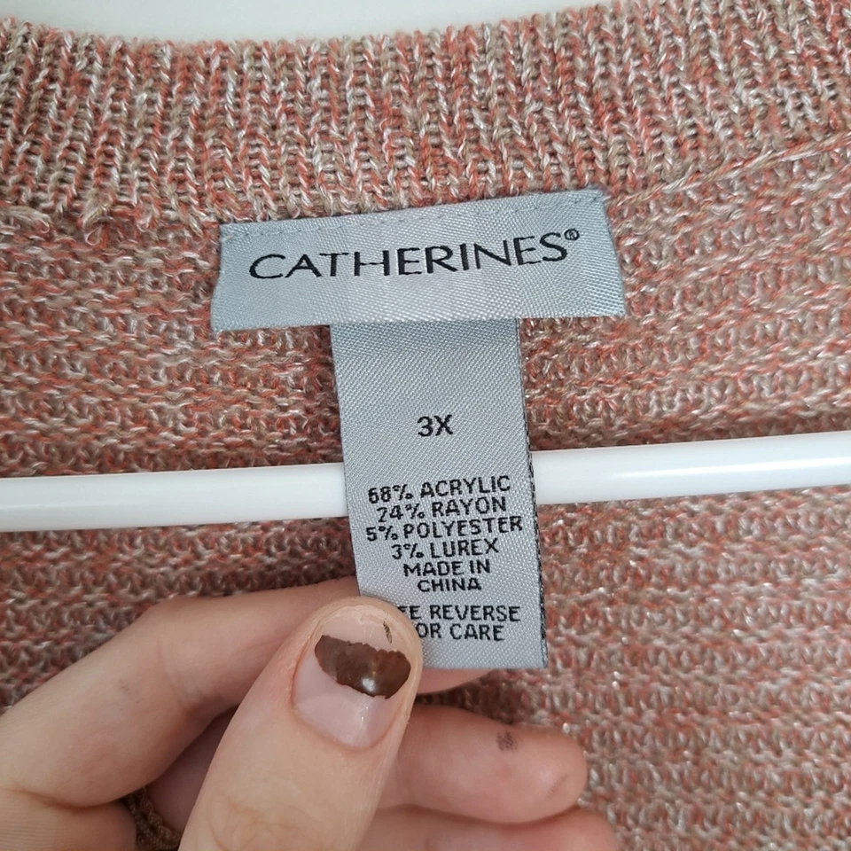 Suéter Catherines Naranja Metálico Tejido Con Cordones Escote Armario Grapa Talla 3X Foto 4 de 4