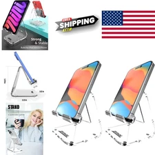 Clear Acrylic Phone Stand 2 Pack Lightweight Design for Office and Kitchen