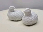 Vintage 1960s Milk Glass Quail Partridge Figurines Mini White Bird Pair