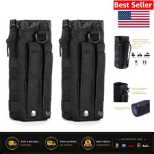 Durable 1000D Nylon Tactical Water Bottle Holder with Drawstring Closure, 2-Pack