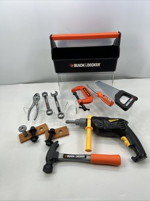 Black & Decker Junior Werkzeugkoffer Zubehör Set & Bohrmaschine Spielzeug für Kinder