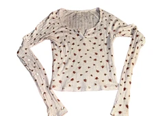 Woman’s Aeropostale Long sleeve preshrunk ribbed floral Top Size Small