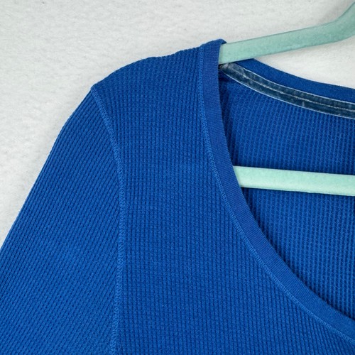 Vintage Aeropostale Womens Y2K Henley Top Large Blue Stretch Elena Gilbert Alt - Picture 4 of 15