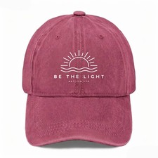 Unisex Inspirational Christian Washed Baseball Cap Be The Light Adjustable Hat