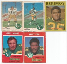 CFL VINTAGE EDMONTON ESKIMOS 5 CARD LOT low grade 5 cards $4.99 Cdn A2