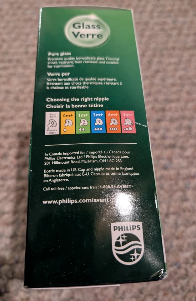 Philips Avent натуральные стеклянные бутылки 3 упаковки - 8 унций - 1mo + - новый в коробке - Изображение 2 из 4