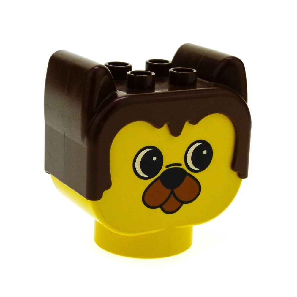 1x LEGO Duplo Primo Baby Animal Head Bear Yellow Braun Bau Stone dupbarnaby2