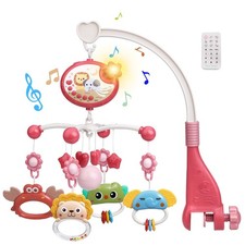Baby Crib Mobile with Music and Lights,360 Rotation Remote Control Musical Mo...