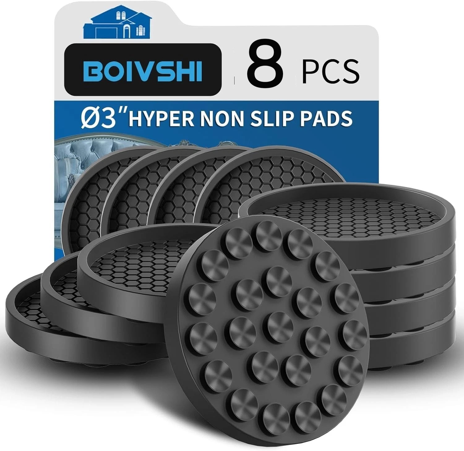 8 pcs 76mm Furniture Coasters Sofa Bed Wheel Stopper Non-Slip Floor Protectors