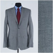 Mens Blazer 40R US Size BURTON Striped Grey Wool Silk Sport Coat Jacket