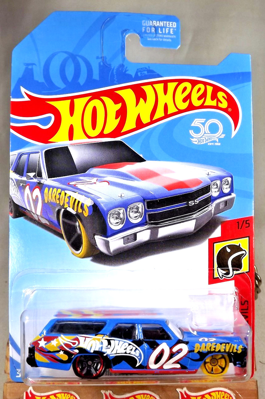 2018 Hot Wheels FRR80 Daredevils 1/5 '70 CHEVELLE SS WAGON Blue w/Black MC5 Sp