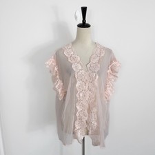 Vintage Alana Gale Cover Up Lace Chiffon Sheer Fairy Dainty Ballet Lingerie XL