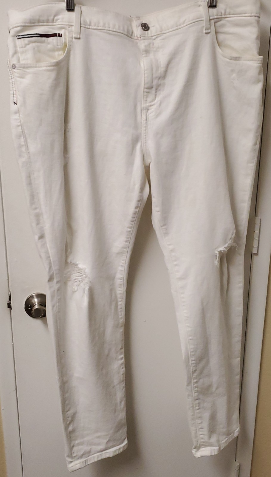 Tommy Hilfiger Denim Jeans 42x30 Distressed White 98% Cotton