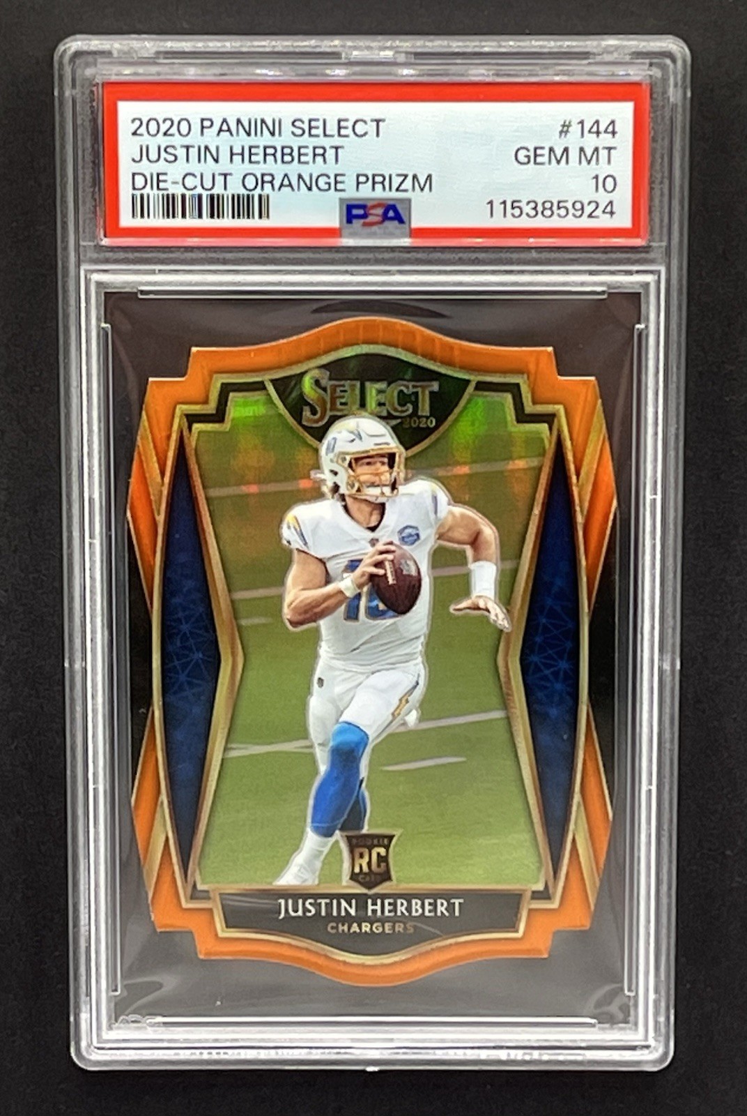 Justin Herbert Panini Select #144 Die-Cut Orange
