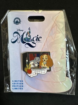 Disney Magic Hap-Pins Pin Event 2023 Lady And The Tramp Spaghetti TV LE 750 Pin