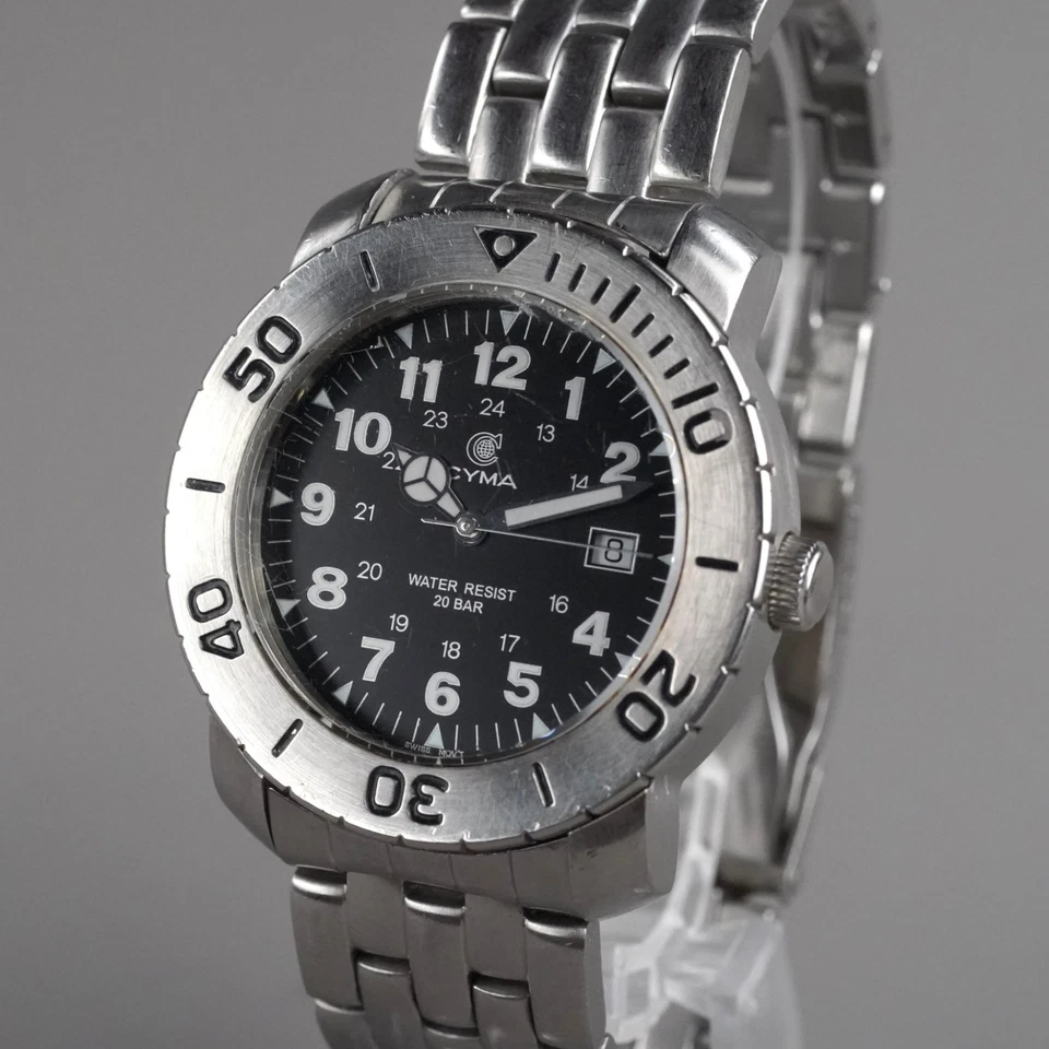 Reloj Hombre CYMA Diver 931 ESFERA NEGRA 39mm Vintage Batería Nueva Foto 2 de 4