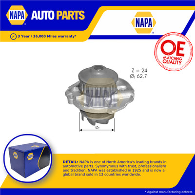 Water Pump fits FIAT PANDA 1.1 95 to 12 Coolant NAPA 46526243 46805736 55184080