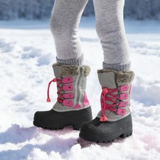 Kids Boys Girls Snow Boots Zip Outdoor Mid Calf Ski Boots Winter Warm Boots
