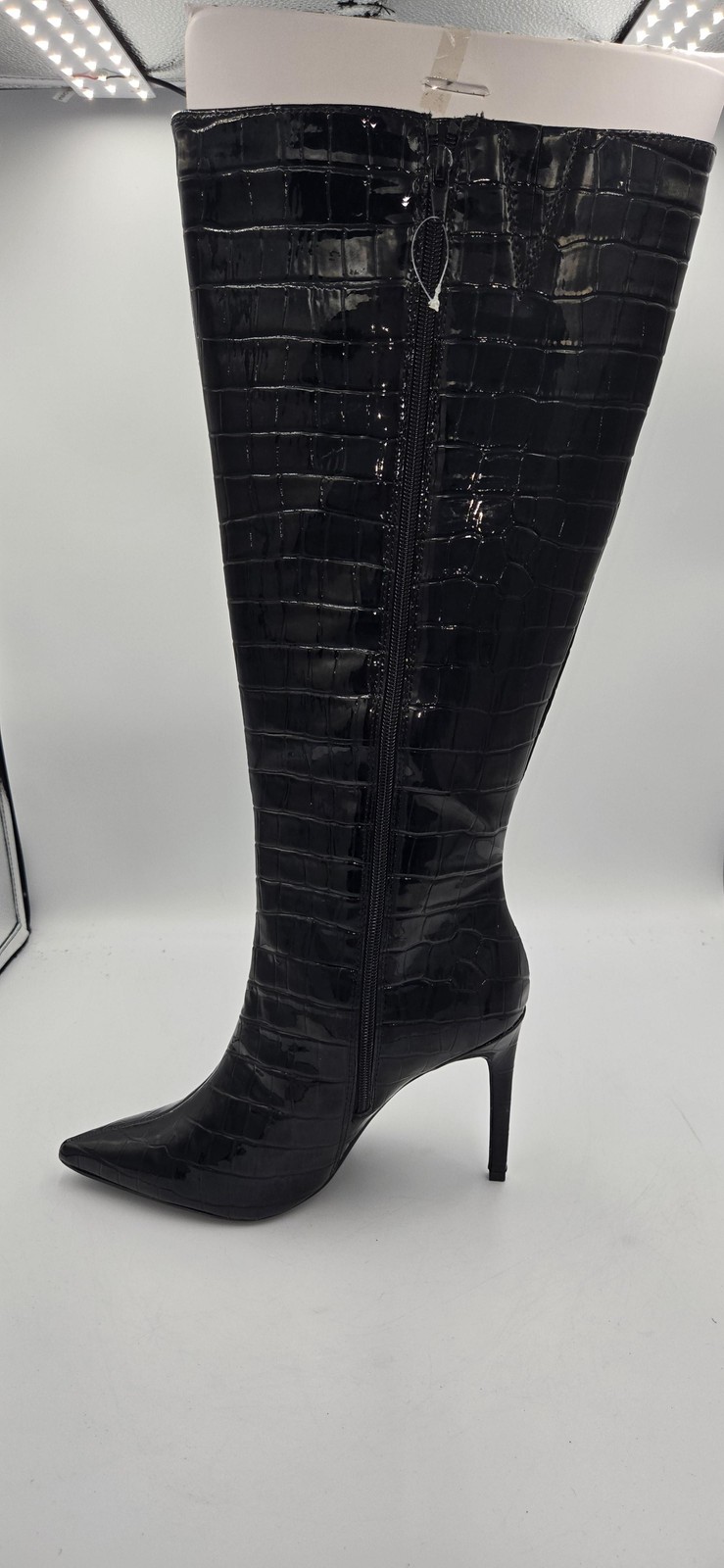 INC International Concepts Boots Womens Size 9M Black Sabrinaap Wide Calf Croc