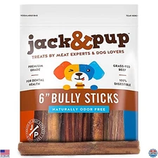 Jack&Pup 6-Inch Bully Sticks - 5 Pack for Aggressive Chewers | Long-Lasting
