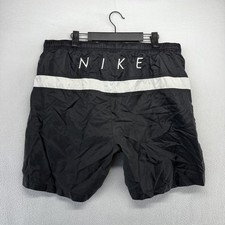 Vintage Nike Swim Shorts Men's large Black White Embroidered nylon Swoosh 90s