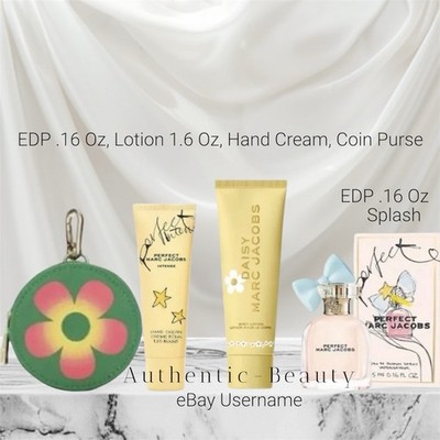 Marc Jacobs Set Perfect EDP .16 Oz, Daisy Lotion 1.6 Oz, Hand Cream, Coin Purse