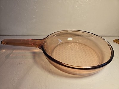 Pyrex Corning Visions Small 7'' Amber Waffle Bottom Skillet Fry Pan France