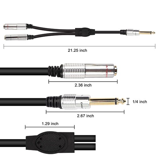 1/4 Inch TRS Stereo Naar Dual 1/4 TS Mono Kabel 6.5mm Male Naar Male Y Splitter Audio Kabel Voor Luidspreker Gitaar Gitaar Instrument Kabel